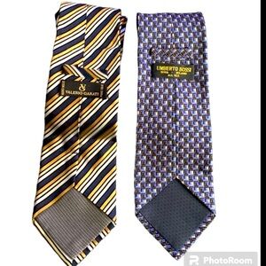 Italiana Designer 💯 Silk Men 2 Ties Valerio Garati Umberto Bossi